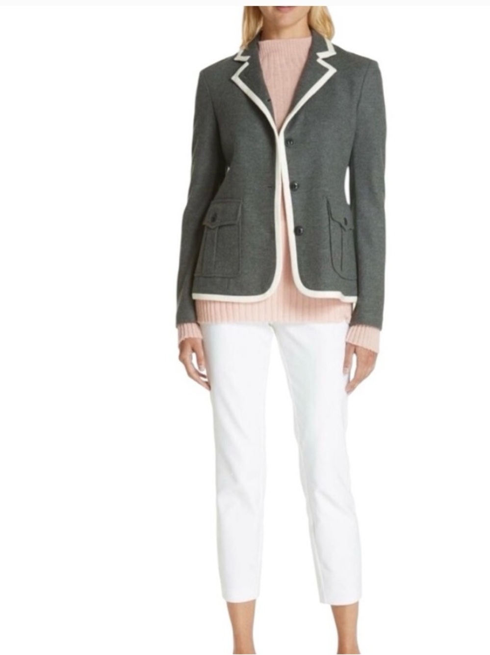 Rag & Bone Uni Wool Knit Blazer Button-Front 100% Wool unlined patch pockets 6 - Picture 3 of 11